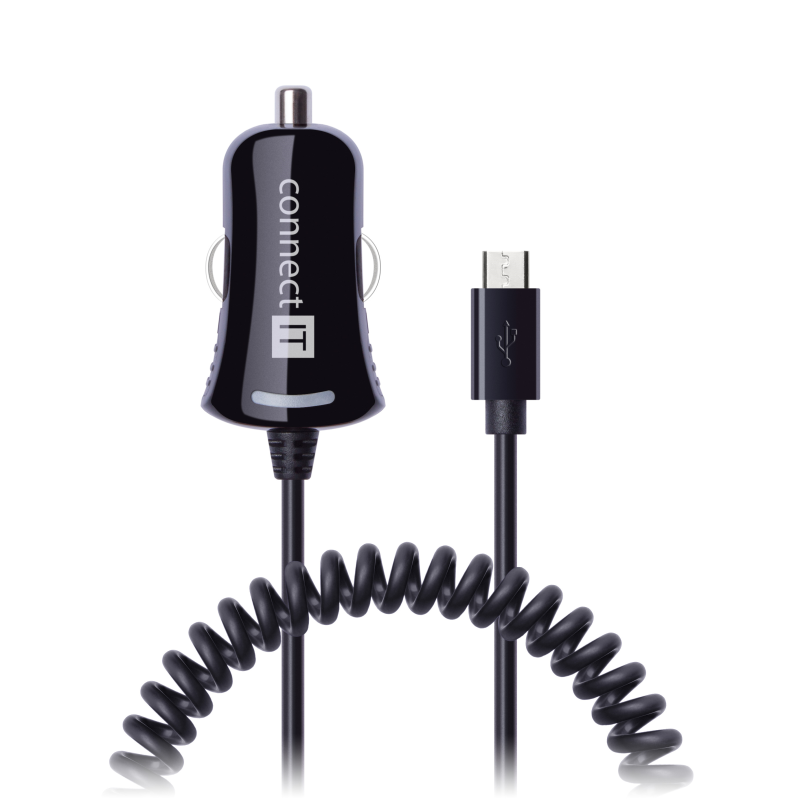 InCarz Curly Micro-USB SCHWARZ