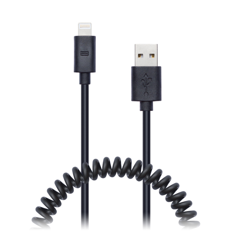 Wirez Curly USB-A -&gt; Lightning BLACK 
